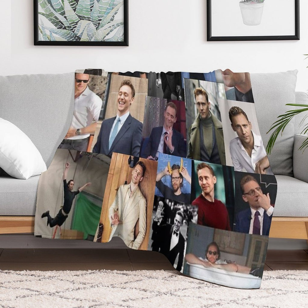 Tom Hiddleston Collage Shrink-resistant Throw Blanket