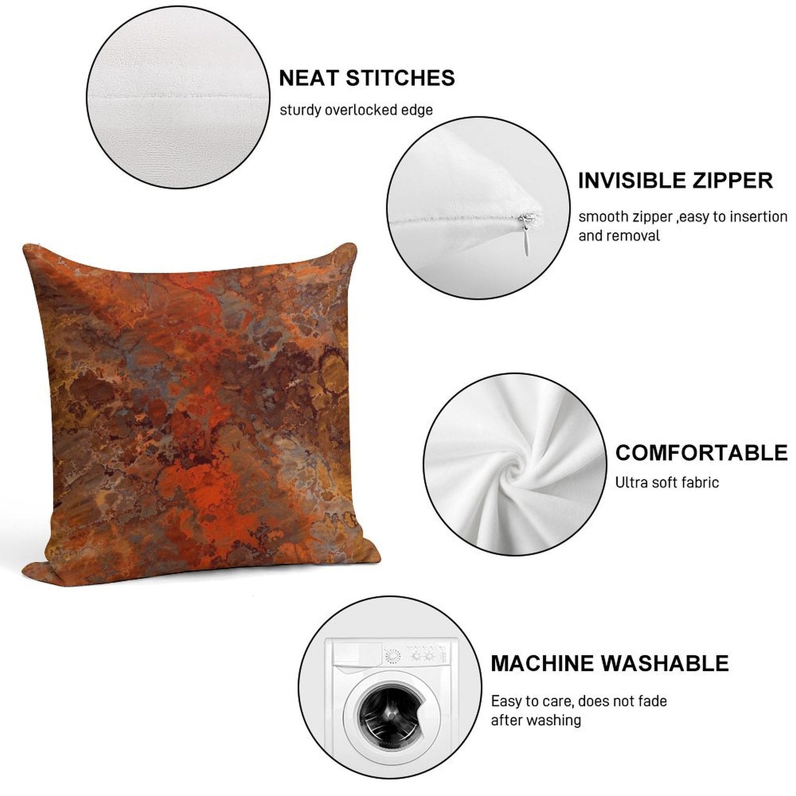 Gold And Rust Soft Luxury Feel Throw Pillow