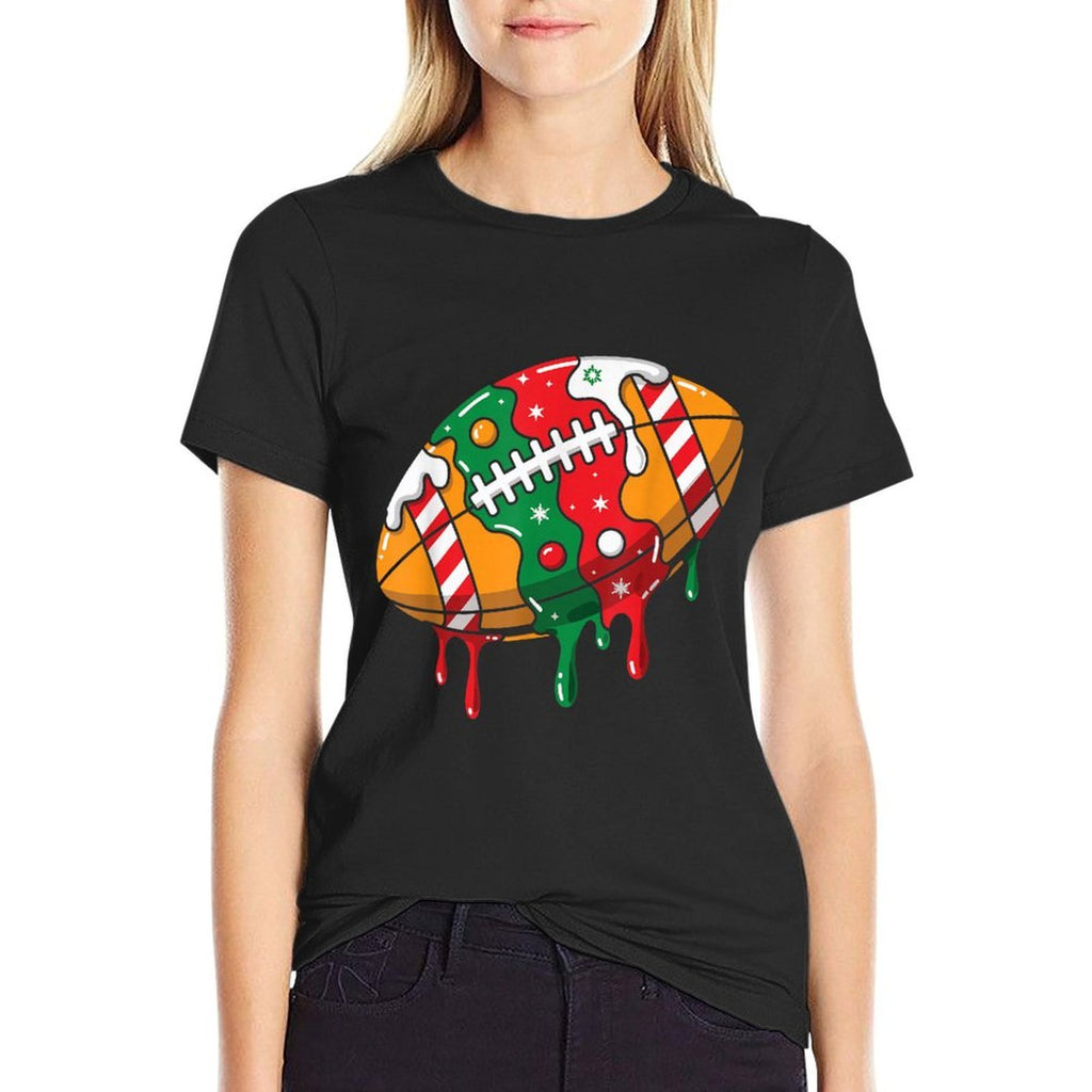 Football Christmas Drip  Summer-ready Fabric T-Shirt