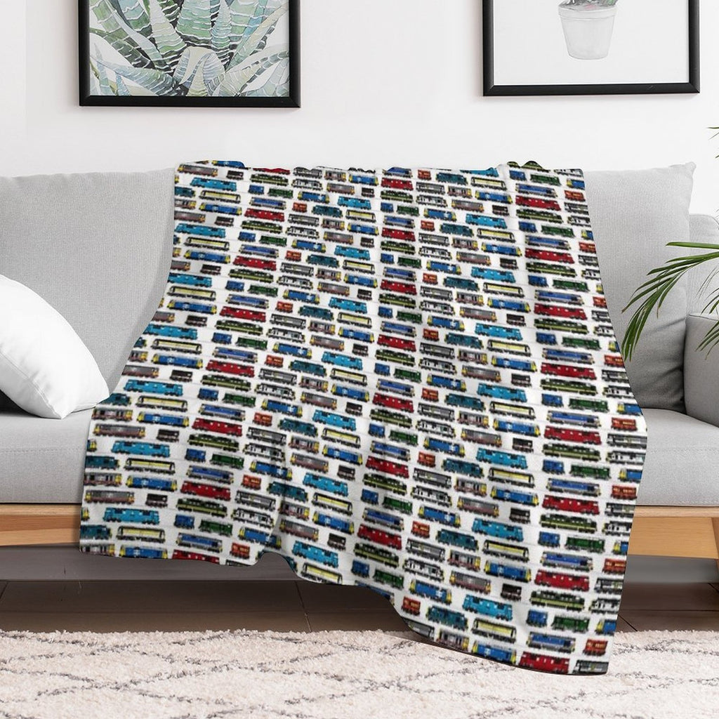 Diesel Locomotive Print Sustainable Throw Blanket