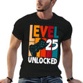 Level 25 Unlocked Video Gamer 25th Birthday  Oversized Silhouette T-Shirt