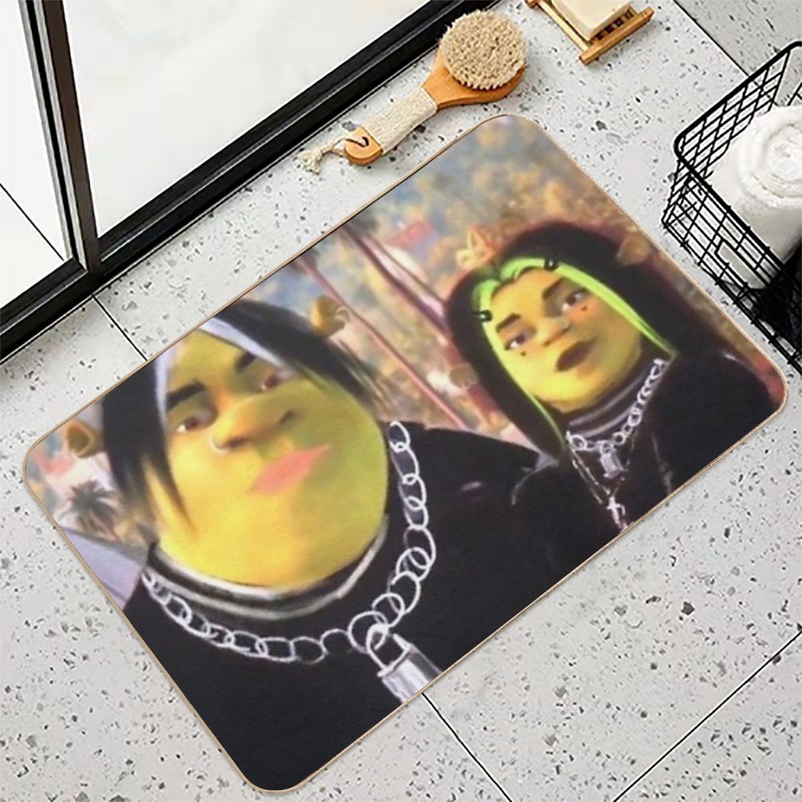 Eboy Shrek And Egirl Fiona  Non-Slip Bath Mat