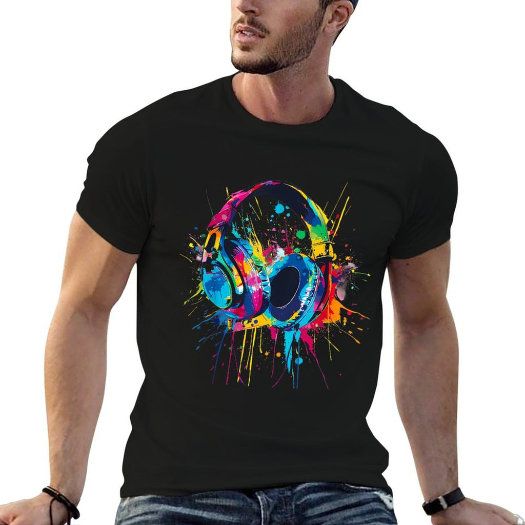 Headphones Music DJ Music Headphones Splash EDM Music Lover  Breathable T-Shirt