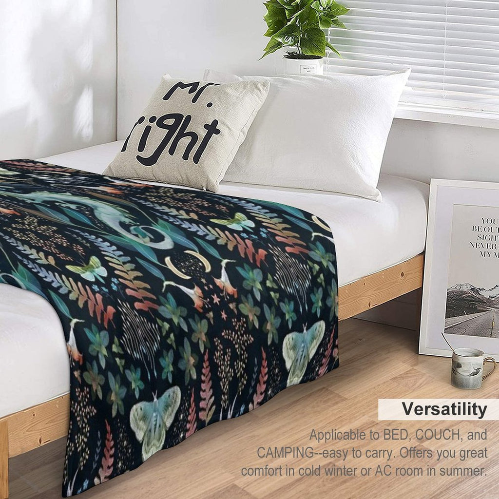 Mystic Woodland Dragon Autumn Wrinkle-free Throw Blanket
