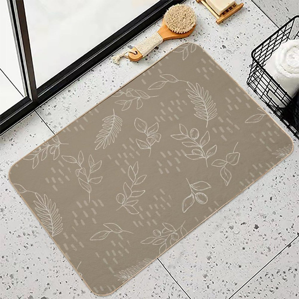 Beige Botanical Line Art  Multi-Purpose Bath Mat