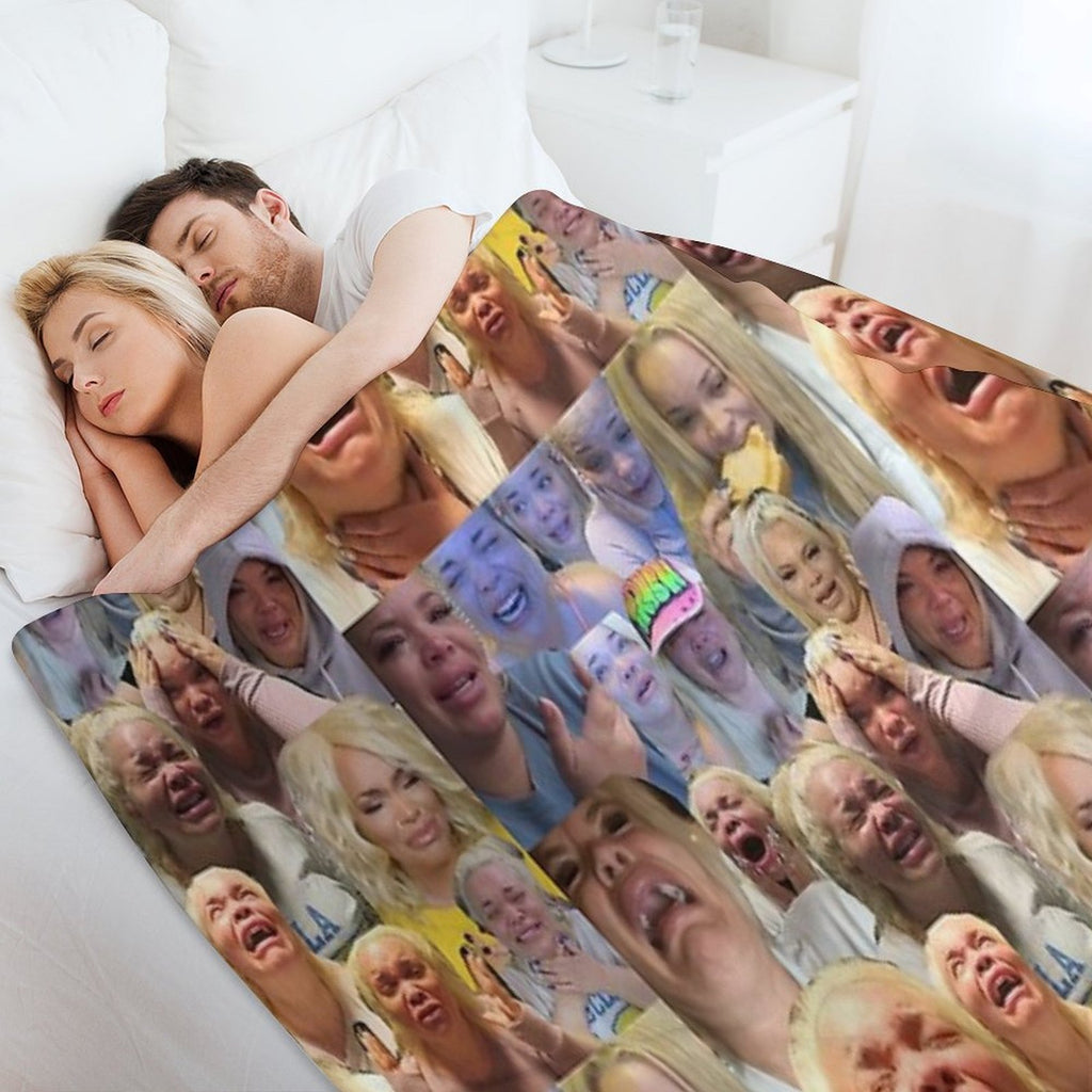 Trisha Pastas Crying on Her Kitchen Floor Collage Quick-dry Throw Blanket