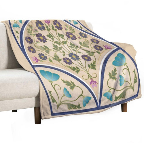 Art Nouveau Morning Glory Garden Plush Throw Blanket