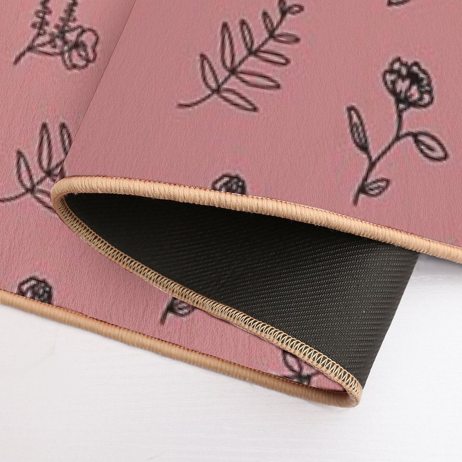 Flower Pattern PinkRed Back  Absorbent Bath Mat