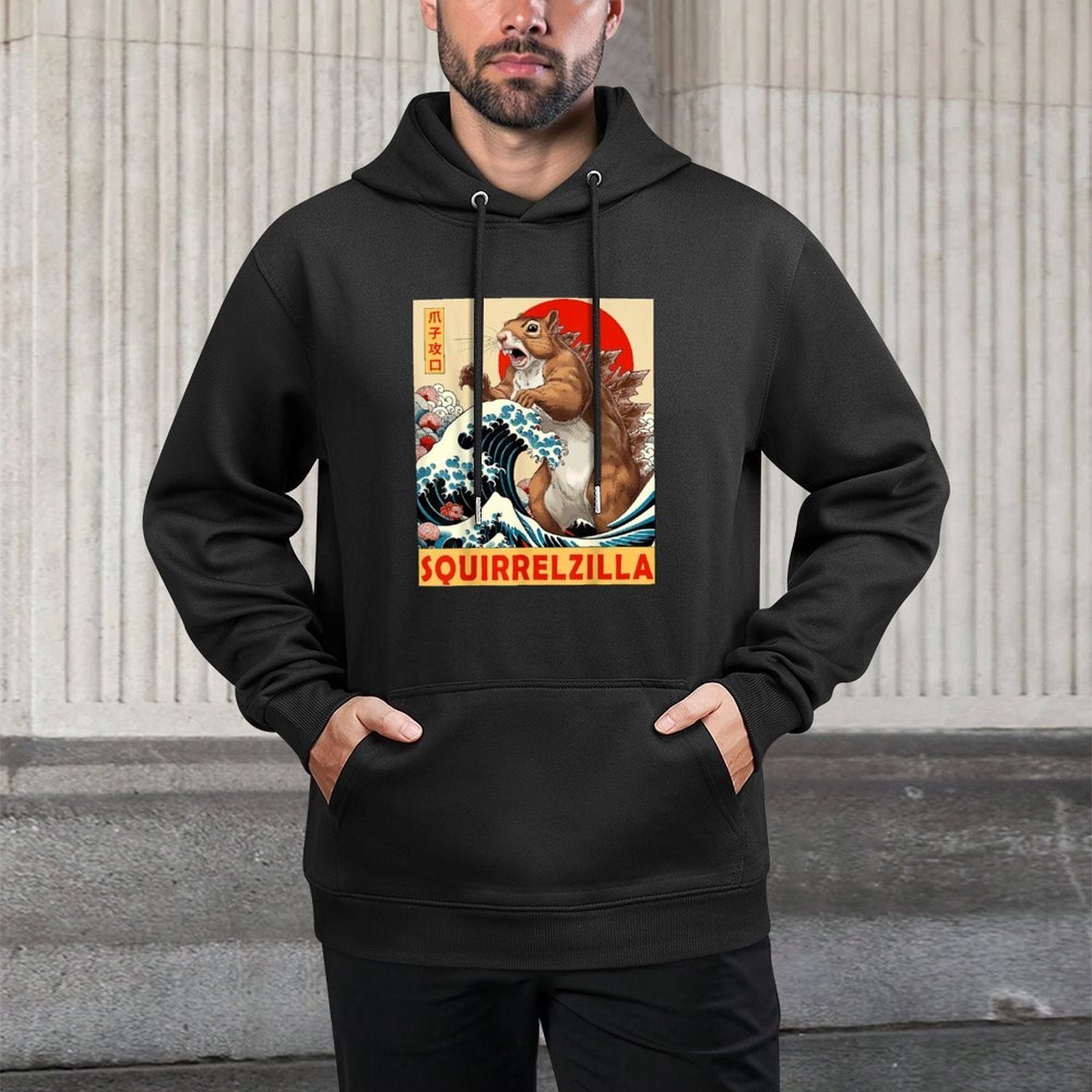Squirrel Japanese Art Funny Squirrel Gifts For Men Women Kid Layering Staple Hoodie
