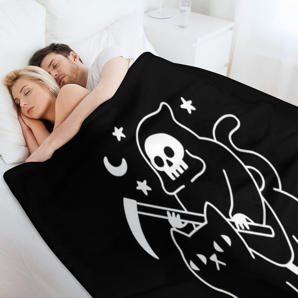 Death Rides A Black Cat Multi-functional Throw Blanket