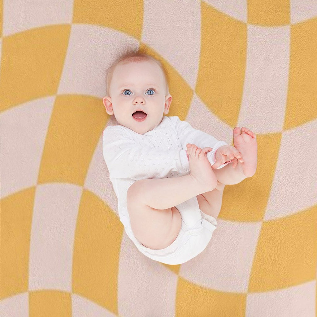 Check I - Yellow Twist Gift-ready Throw Blanket