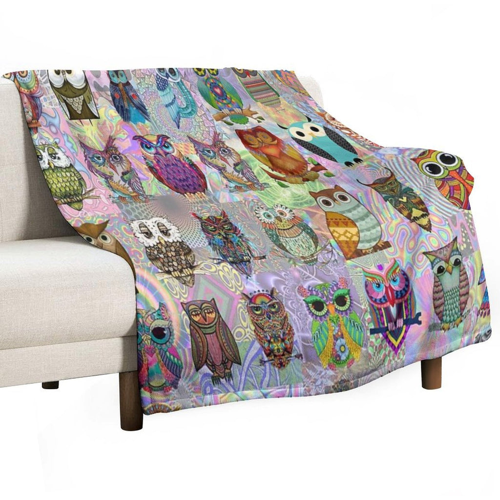 Psychedelic Owls Shrink-resistant Throw Blanket