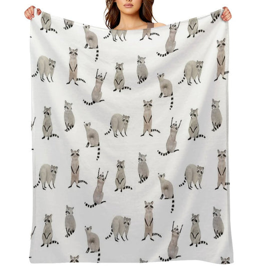Raccoon Pattern Eco-conscious Throw Blanket