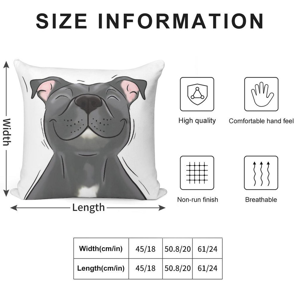 Smiling Blue Staffy Dog (stafford) Staffy Love Soft High-Density Material Throw Pillow