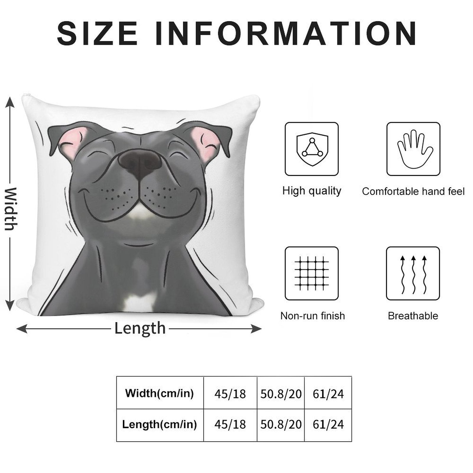 Smiling Blue Staffy Dog (stafford) Staffy Love Soft High-Density Material Throw Pillow