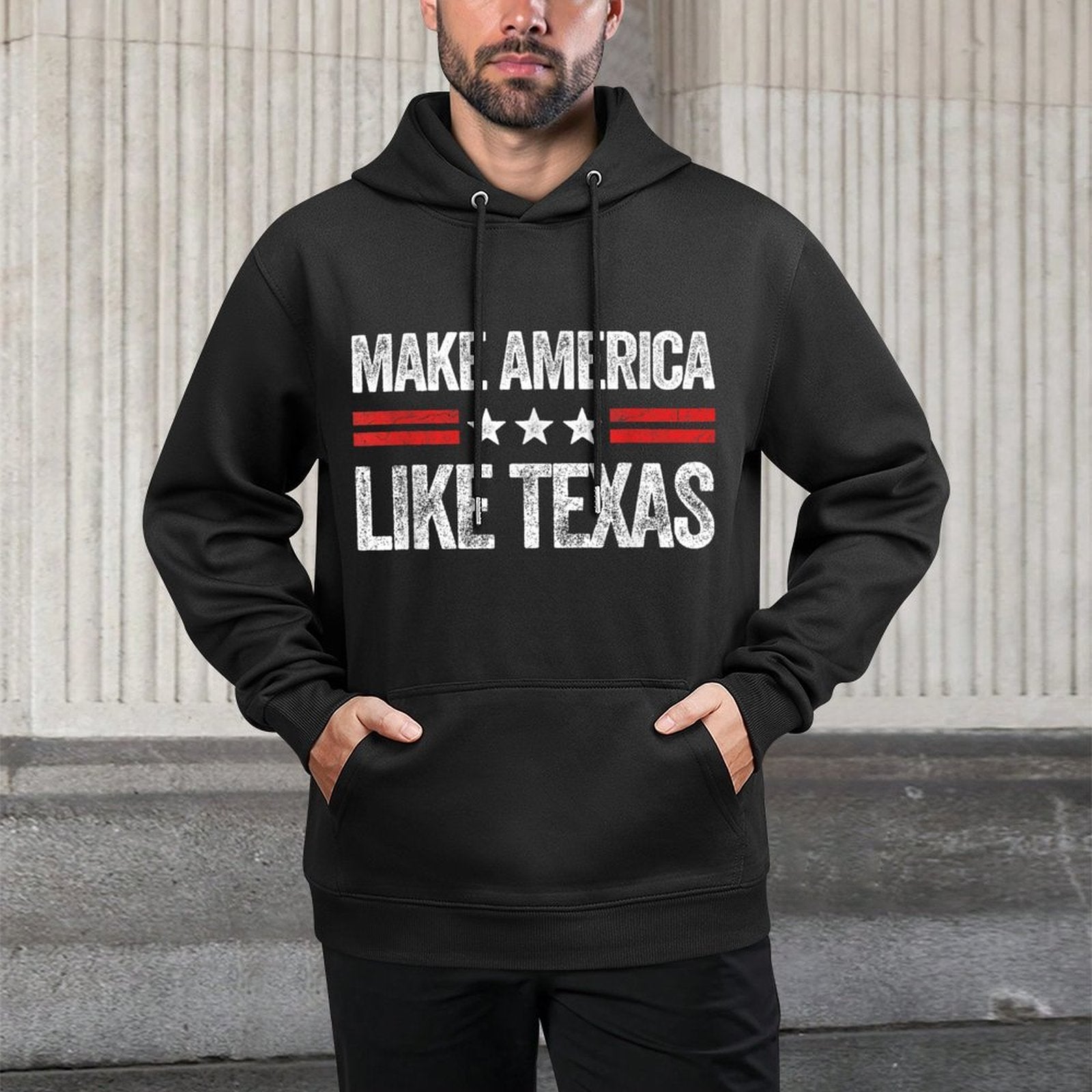 Vintage Style USA Make America Like Texas Funny USA Patriotic Party, Small, Black Cotton-Polyester Blend Hoodie