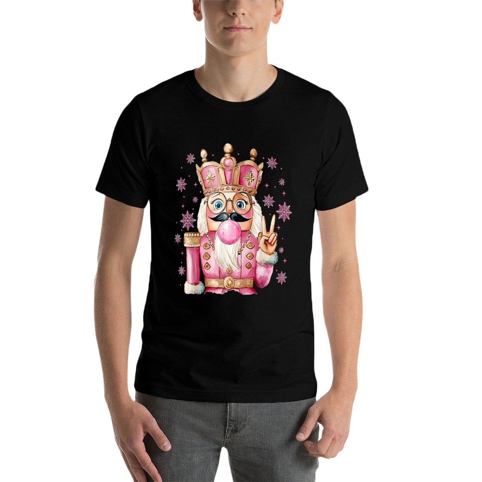 Cute Pink Nutcracker Blowing Bubble Christmas Girly Pajamas  Moisture-wicking T-Shirt