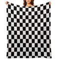 Black And White Checkered Velvety-soft Throw Blanket