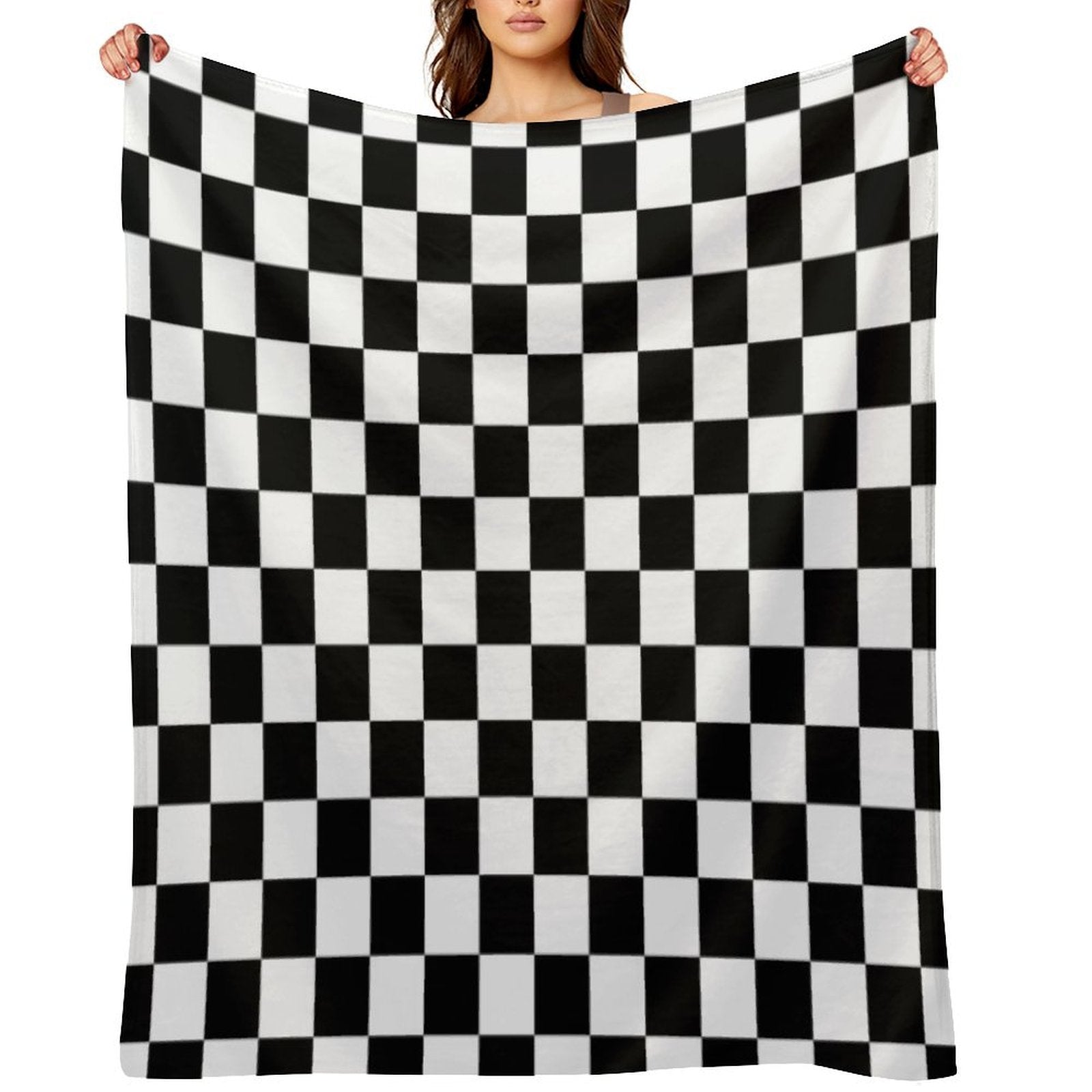 Black And White Checkered Velvety-soft Throw Blanket