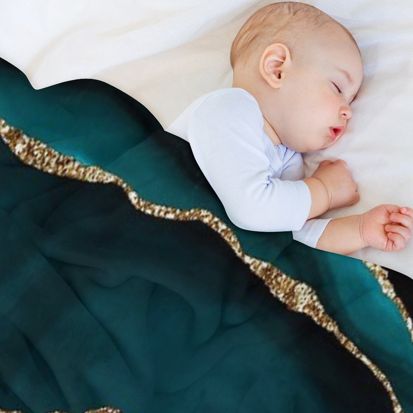 Amazing Blue And Teal Faux Malachite Marble Wrinkle-free Throw Blanket