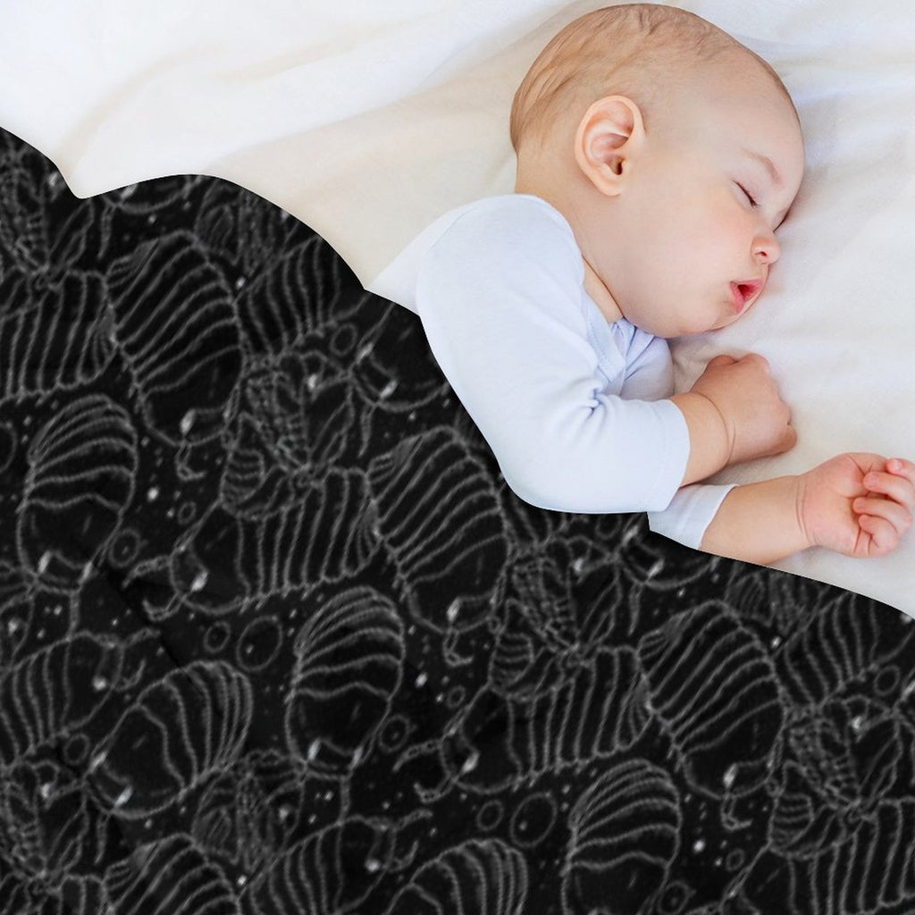 Monochrome Isopods 2 Sustainable Throw Blanket