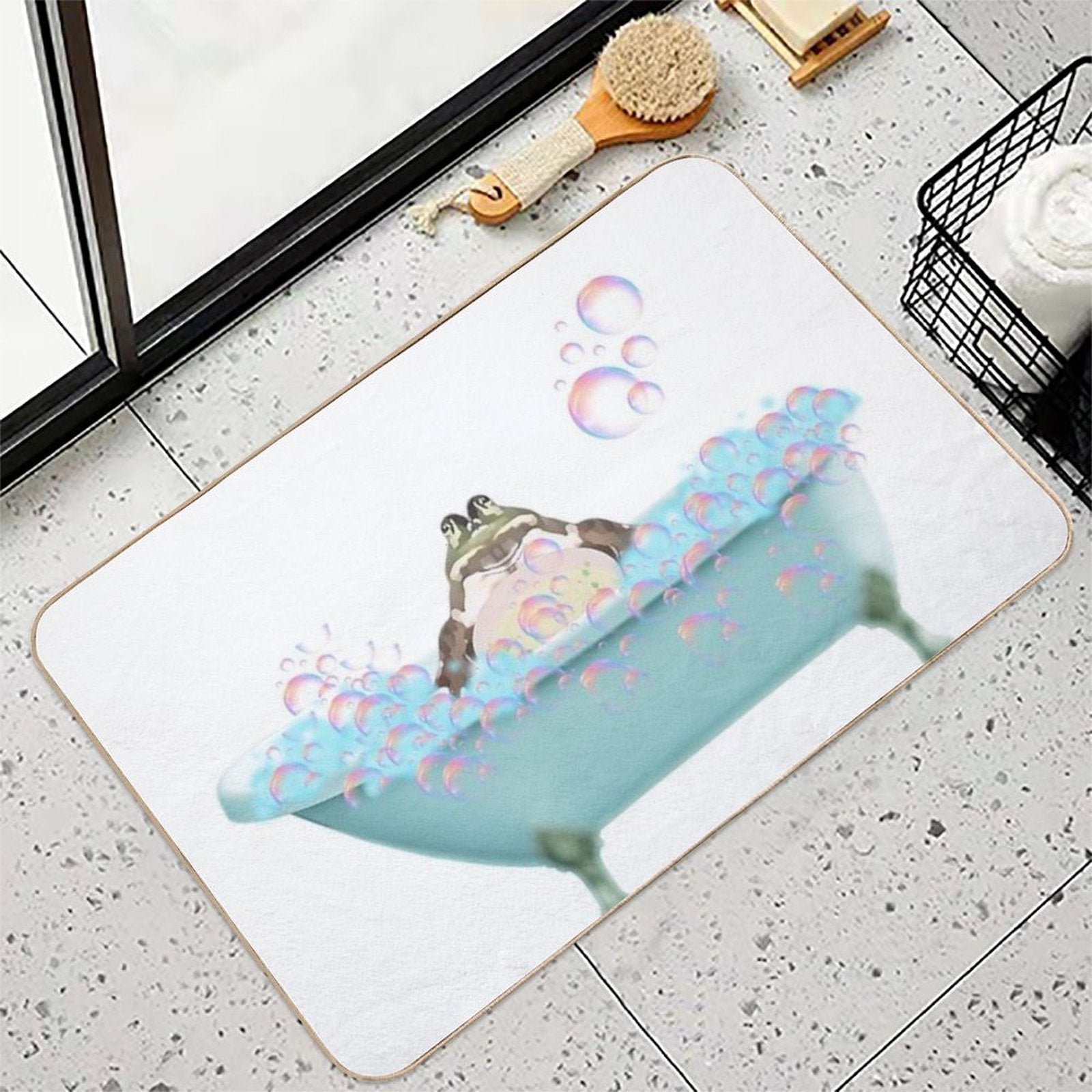 Toad Taking A Bath  Easy Maintenance Bath Mat