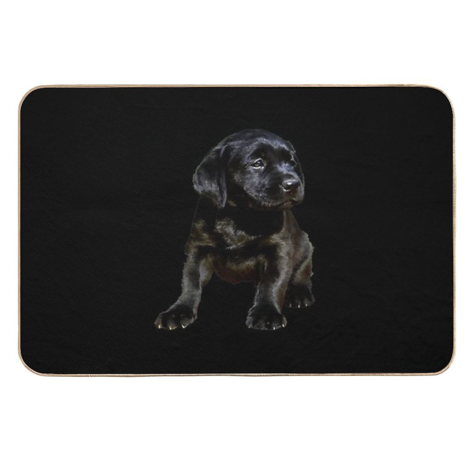 Adorable And Cute Black Labrador Sitting Puppy Vector  Non-Slip Bath Mat