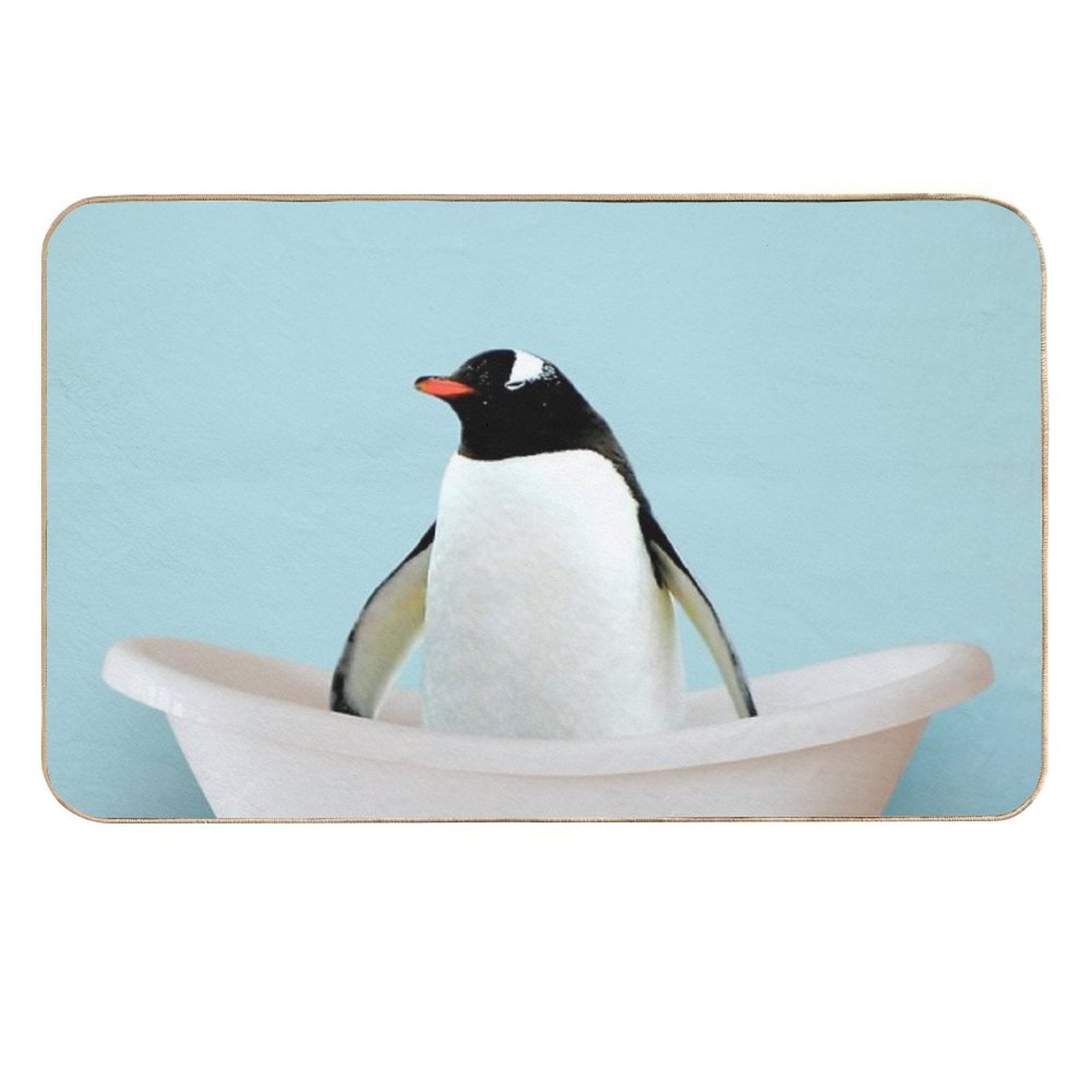 Playing Penguin in Bathtub Durable Bath Mat