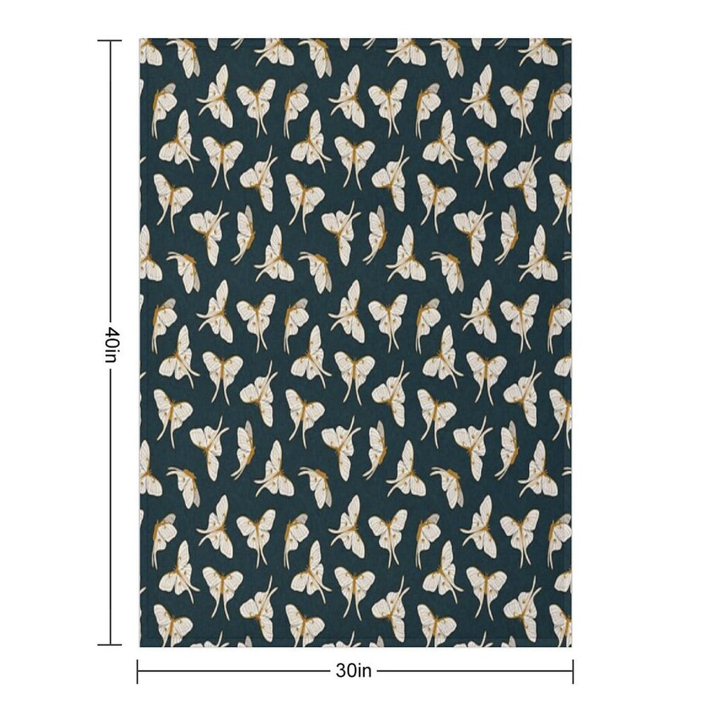 Luna Moth - Gold on Dark Teal Shrink-resistant Throw Blanket