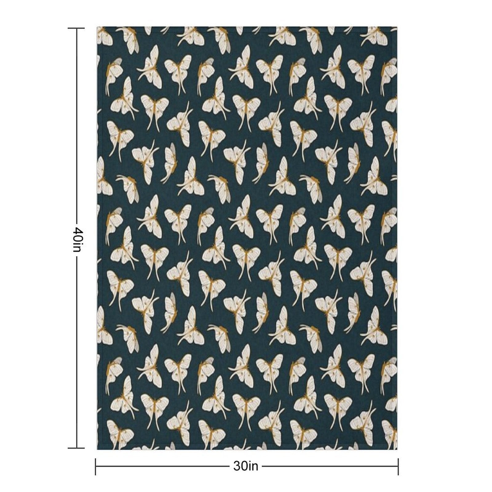 Luna Moth - Gold on Dark Teal Shrink-resistant Throw Blanket