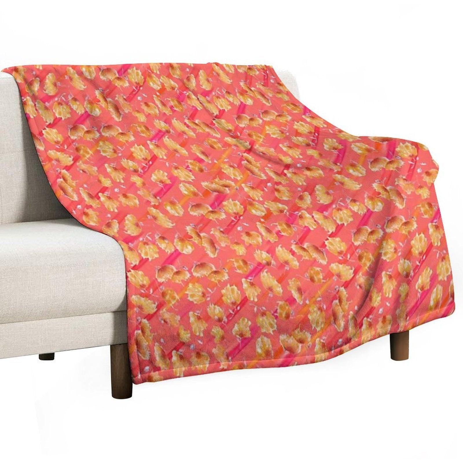 Watercolor Painted Flowers with Diagonal Accents Durable Throw Blanket