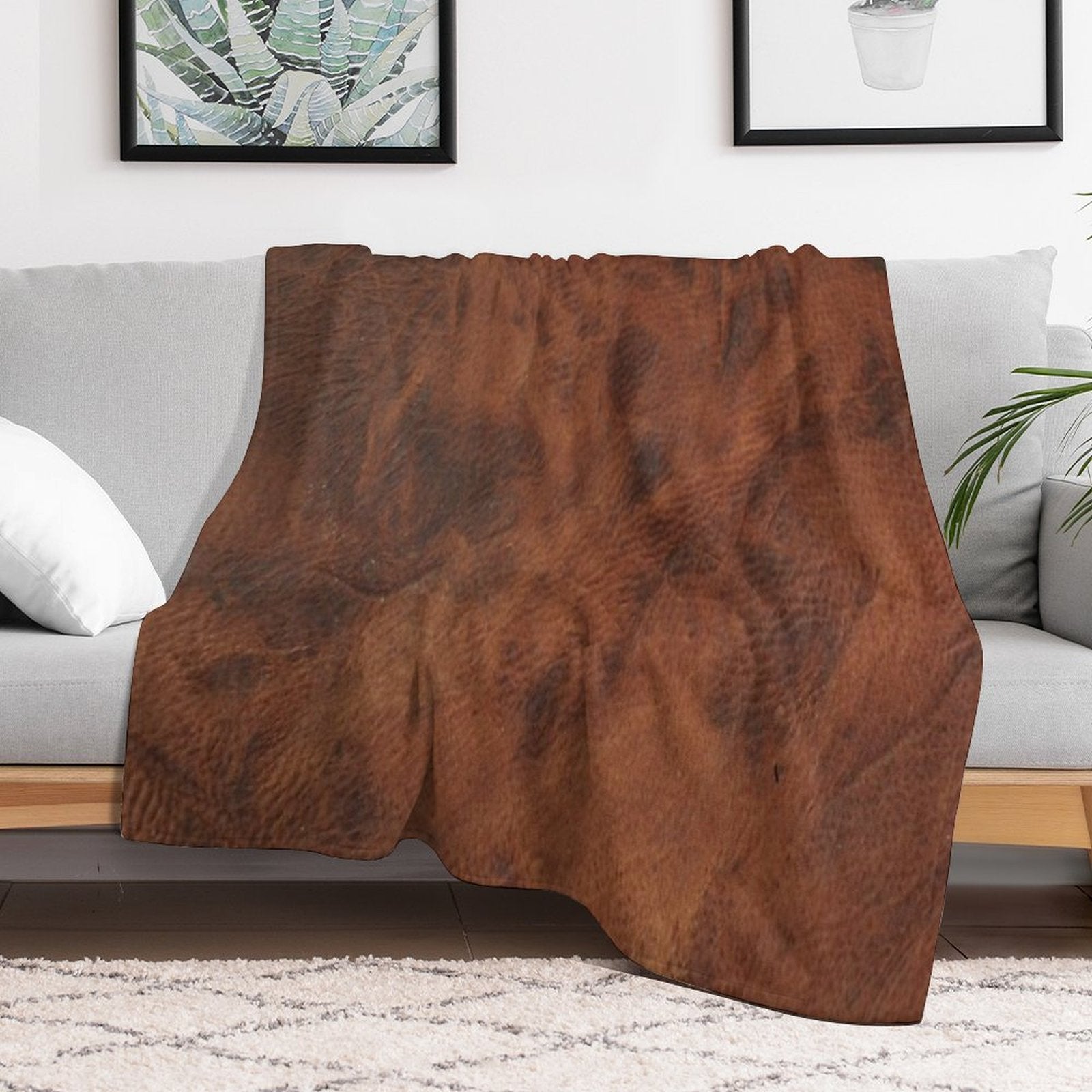 Leather Clouded Pattern Dark Lightweight Throw Blanket