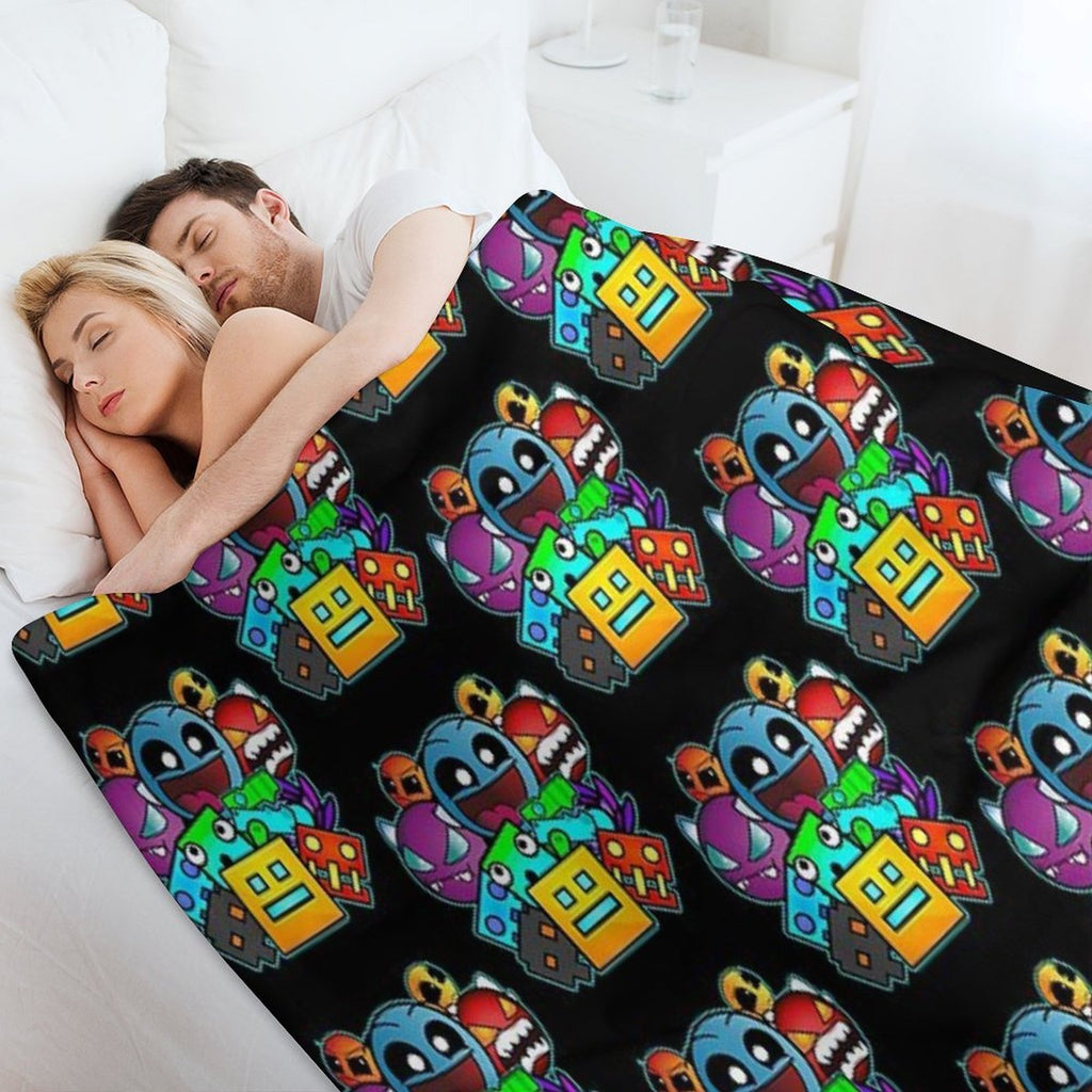 Geometry Dash Old School Gaming Compact Throw Blanket