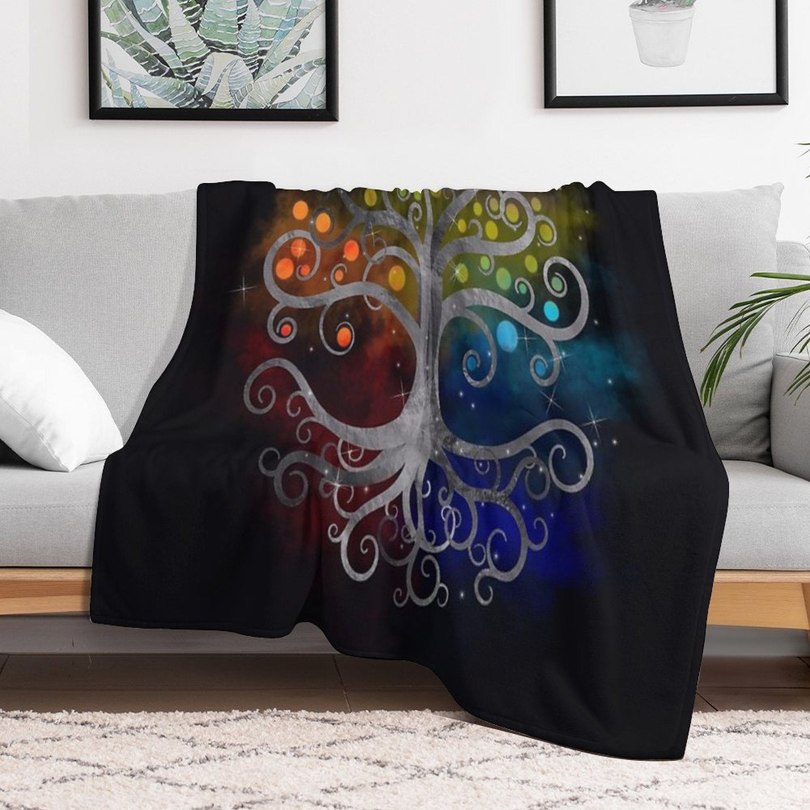 Tree of Life Silver Swirl Lightweight Throw Blanket