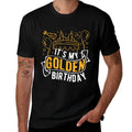 IT'S MY Golden Birthday Celebration Party Birth Golden Fan  Rolled Sleeves T-Shirt