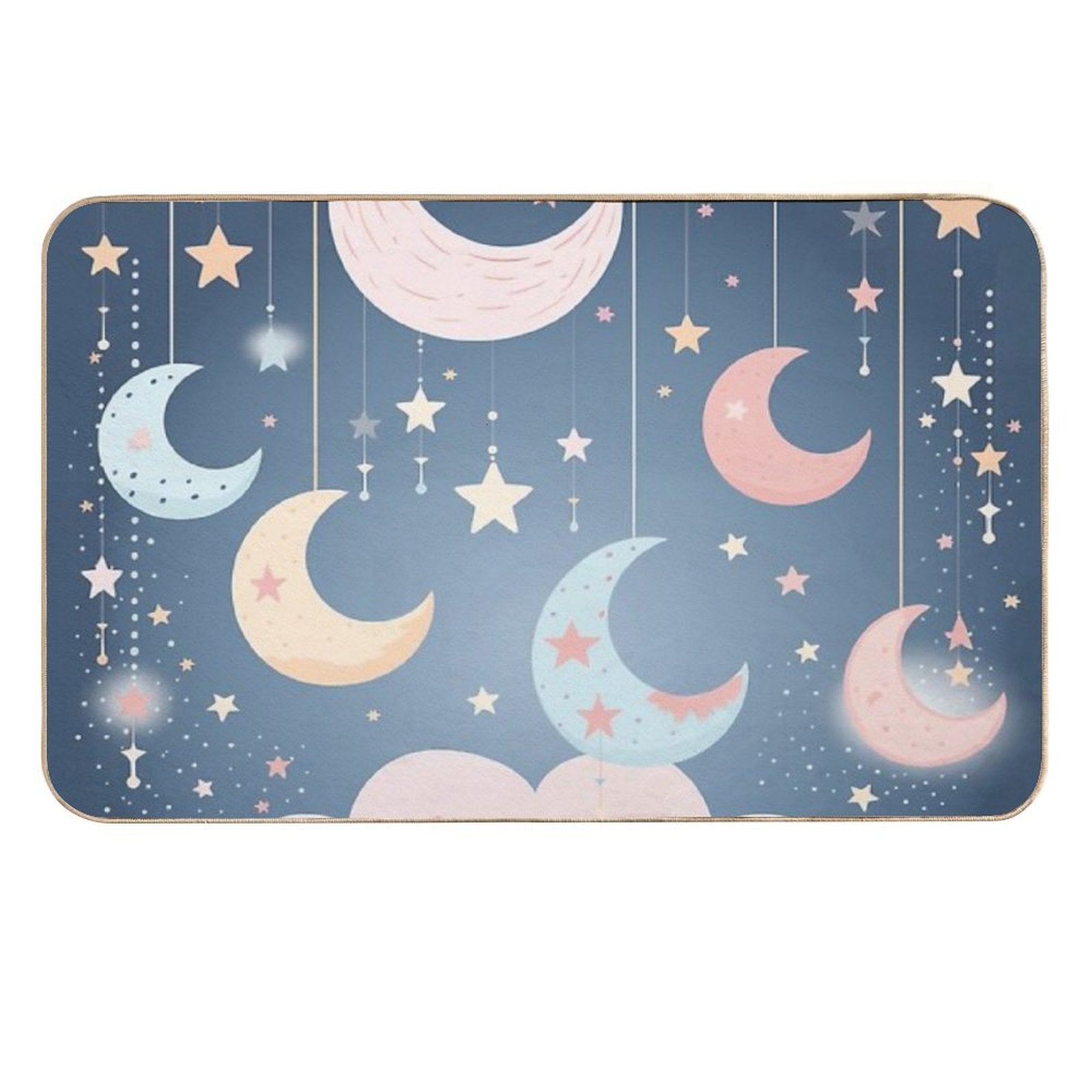 Whimsical Stars And Moon Pattern in Soft Pastel Colors  Absorbent Bath Mat
