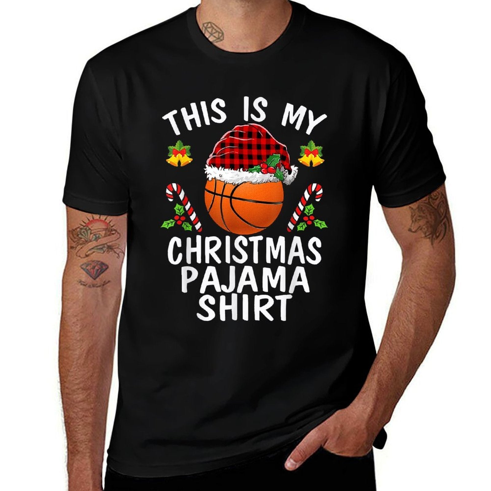 This Is My Christmas Pajama Shirts Basketball Santa Boys Men  Fade-proof Color T-Shirt