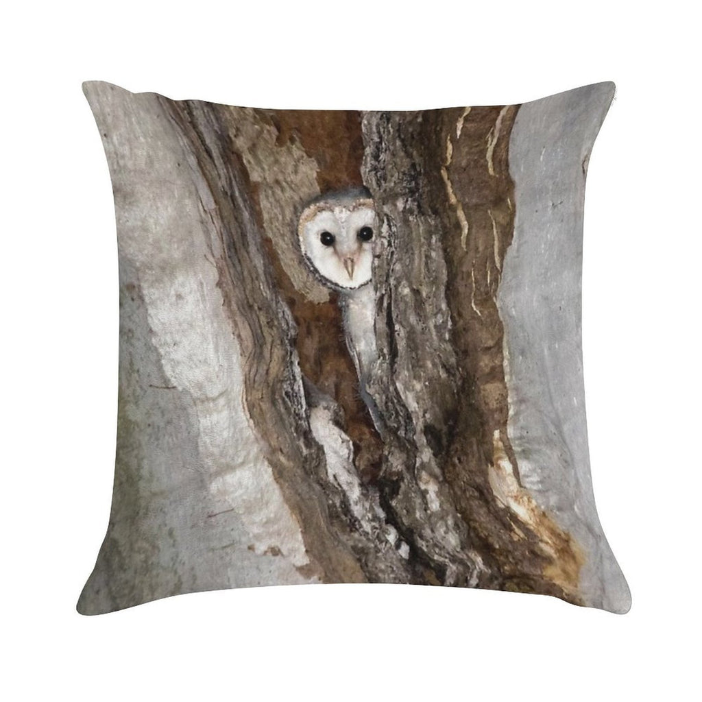 Barn Owl Peekaboo Soft Hidden Zipper Throw Pillow