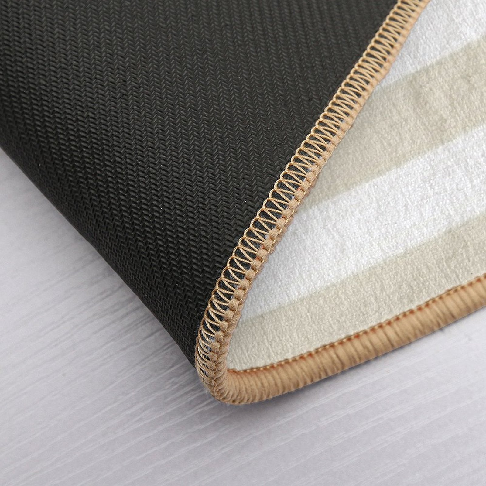 Beige And White Horizontal Stripe Pattern - Hue Coordinates WPantone Baby's Breath 11-0202 2022 Trending Color Durable Bath Mat