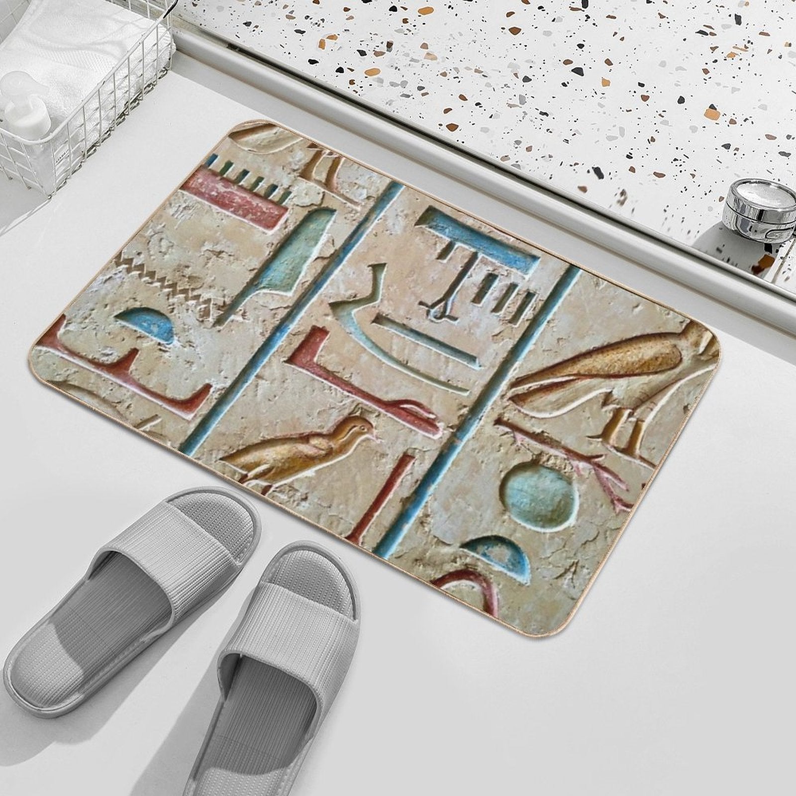 Ancient Egypt Hieroglyph  Easy Maintenance Bath Mat