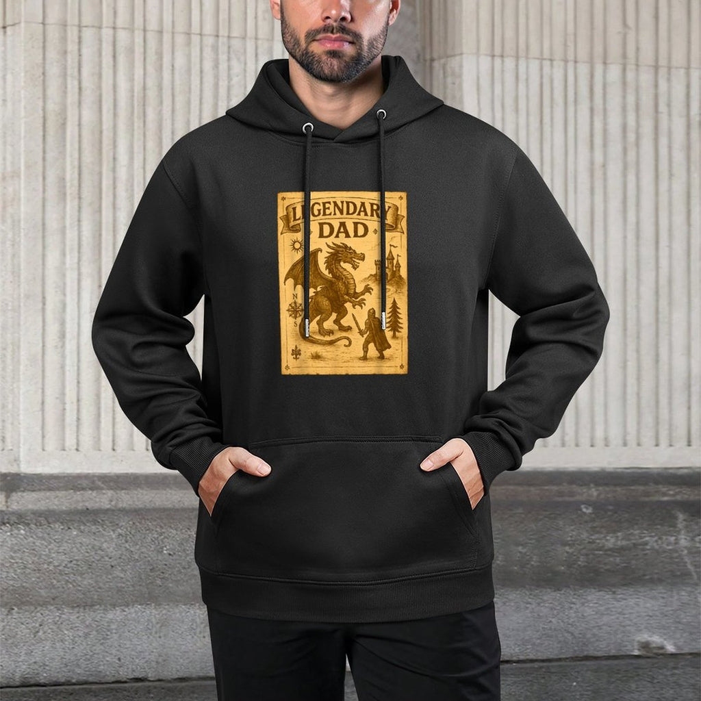 Legendary Dad Fathers Day Vintage Medieval Fantasy Dragon Pilling-Resistant Hoodie
