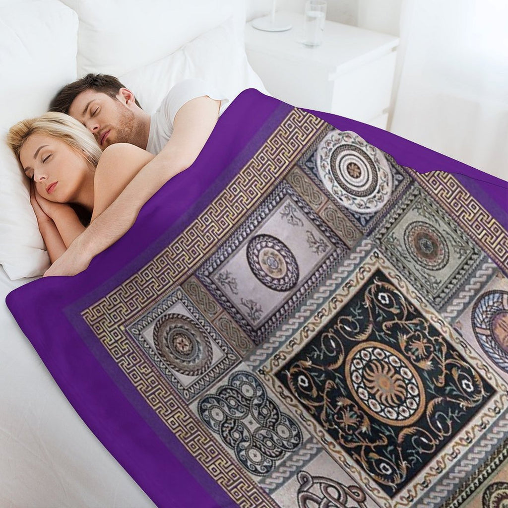 Roman Mosaic - Purple Velvety-soft Throw Blanket