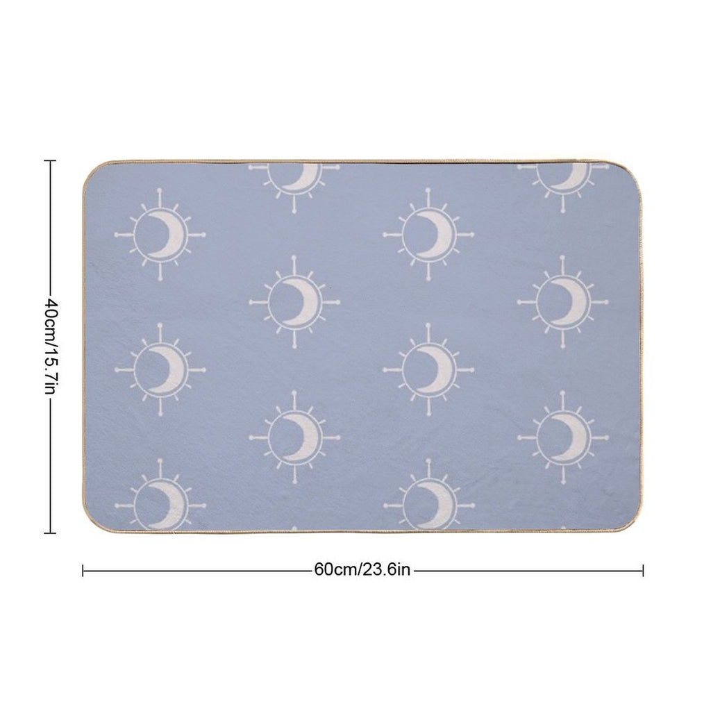 Cosmic Sun And Moon Design Soft Aesthetic In Muted Colors Pigeon Blue  Slip-Resistant Bath Mat