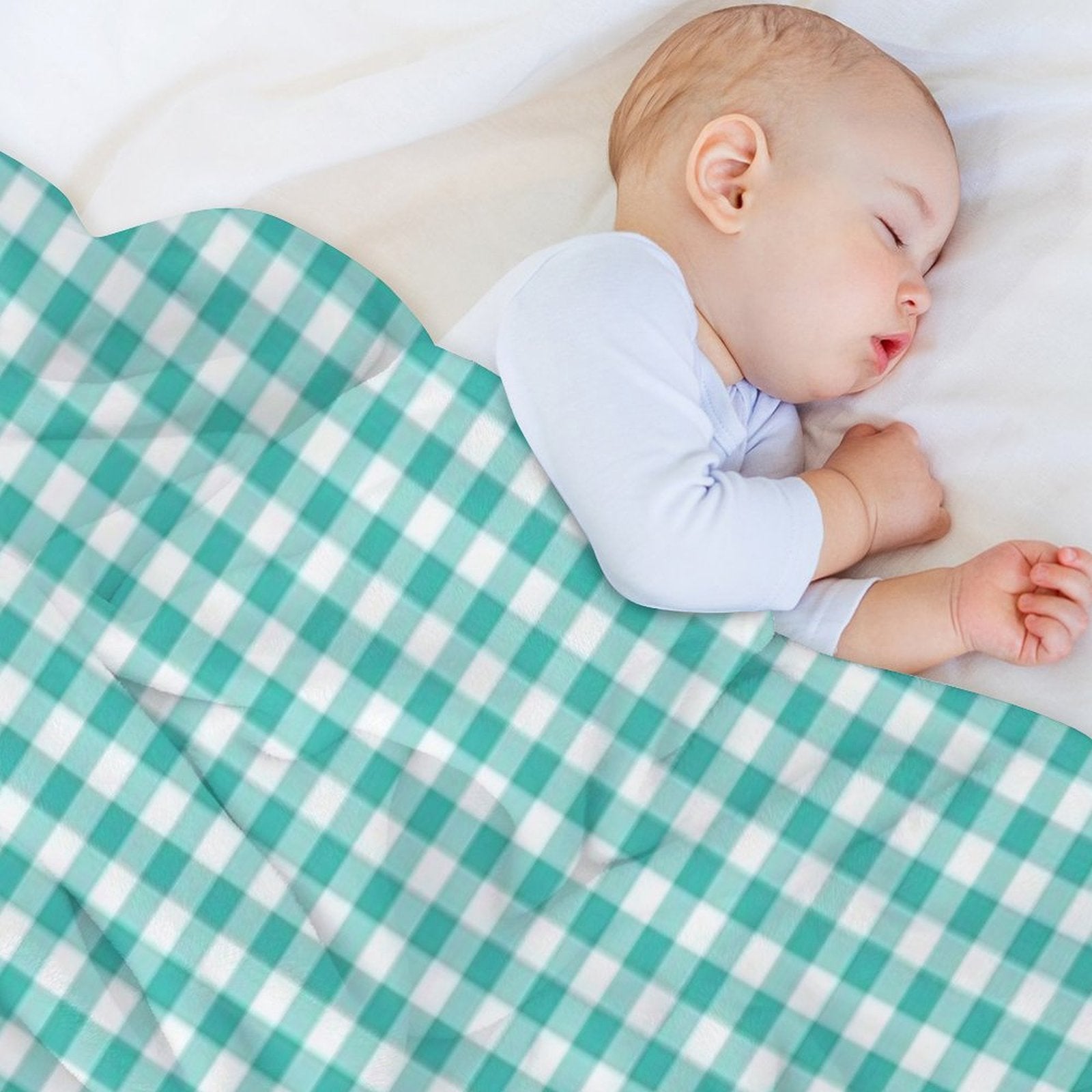 Teal Gingham Checkered Pattern Design Anti-pilling Throw Blanket