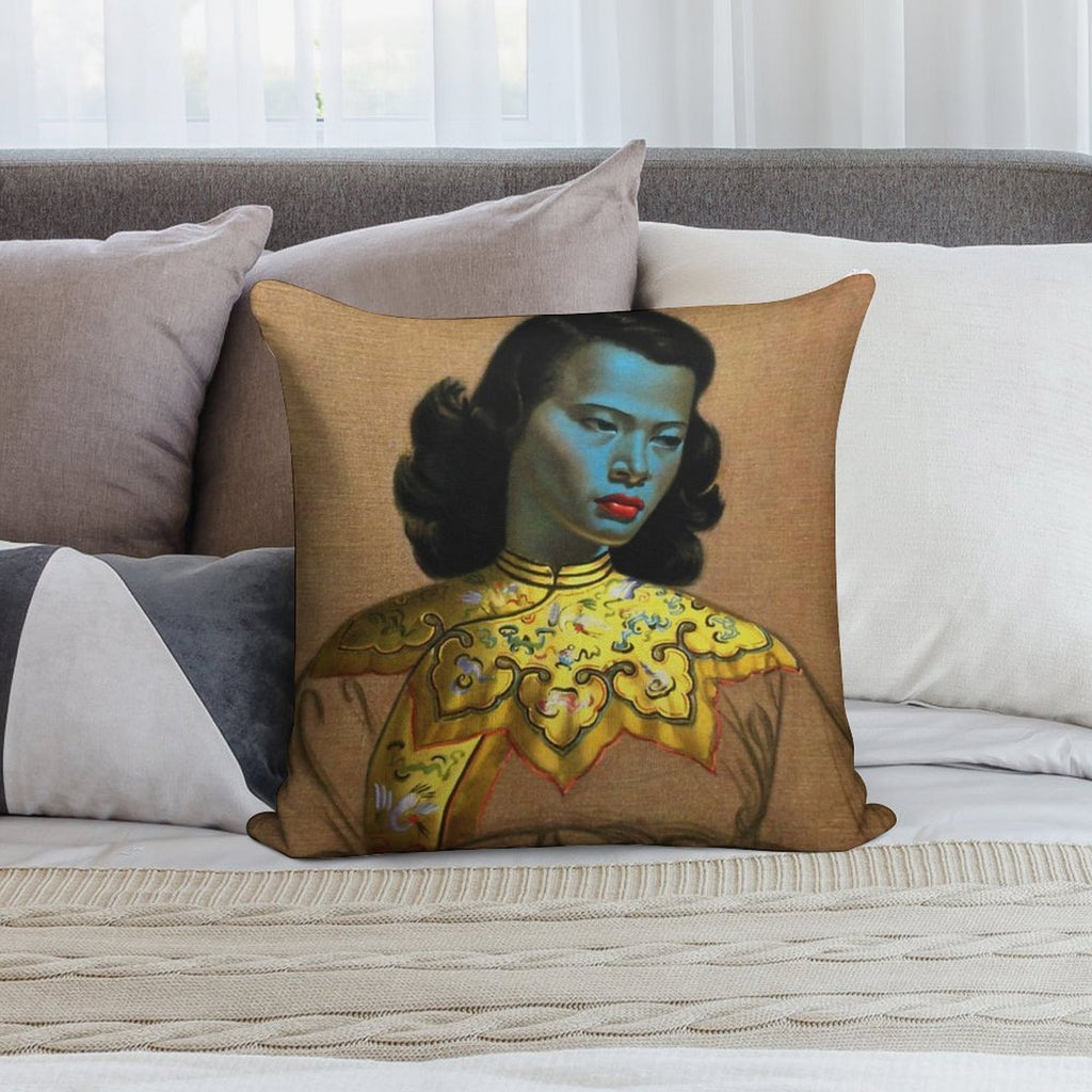 Vladimir Tretchikoff Vintage Painting, Famous Art Reproduction, Asian Fashion Illustration Soft Luxury Feel Throw Pillow