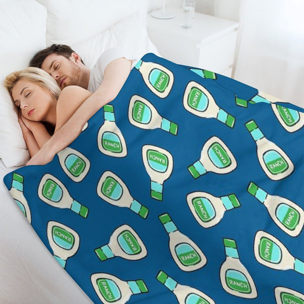 Ranch - Salad Dressing Bottle (blue) Wrinkle-free Throw Blanket
