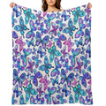 Watercolor Fruit Patterned Butterflies - Aqua And Sapphire Compact Throw Blanket