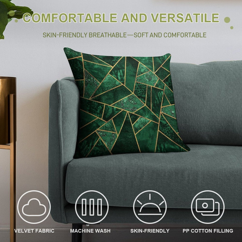 Deep Emerald Soft Fade-Resistant Throw Pillow