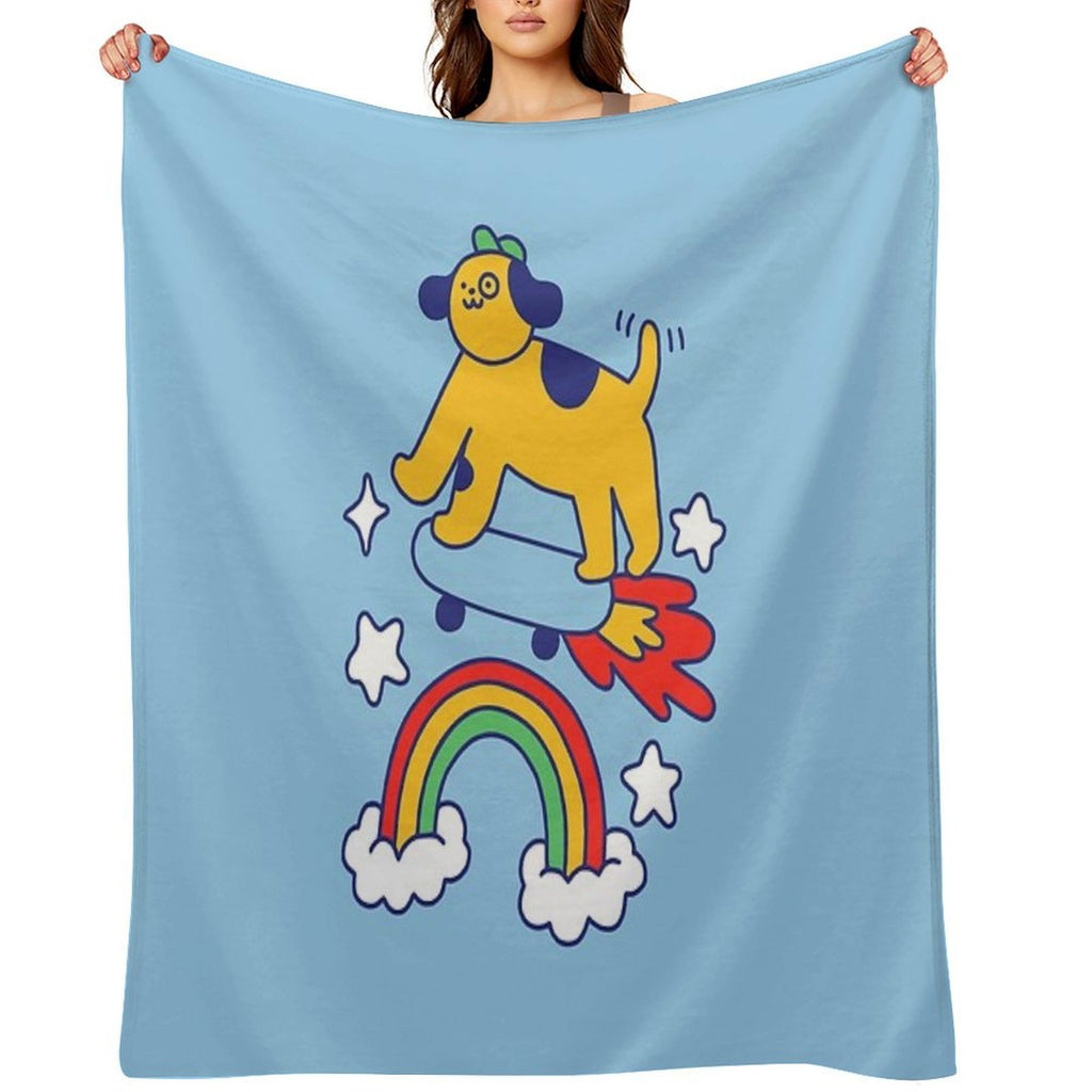 Dog Flying On A Skateboard Anti-pilling Throw Blanket