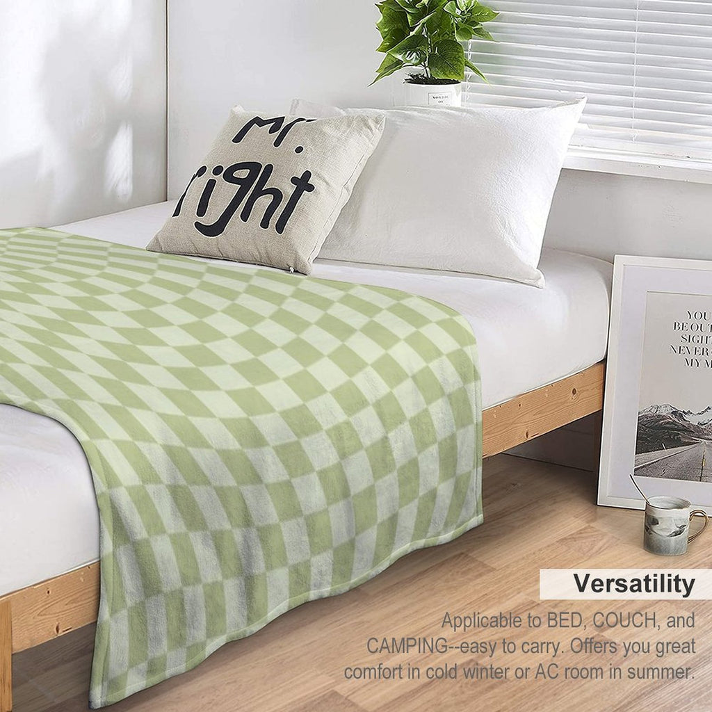 Trippy Swirl  Green Easy Care Throw Blanket